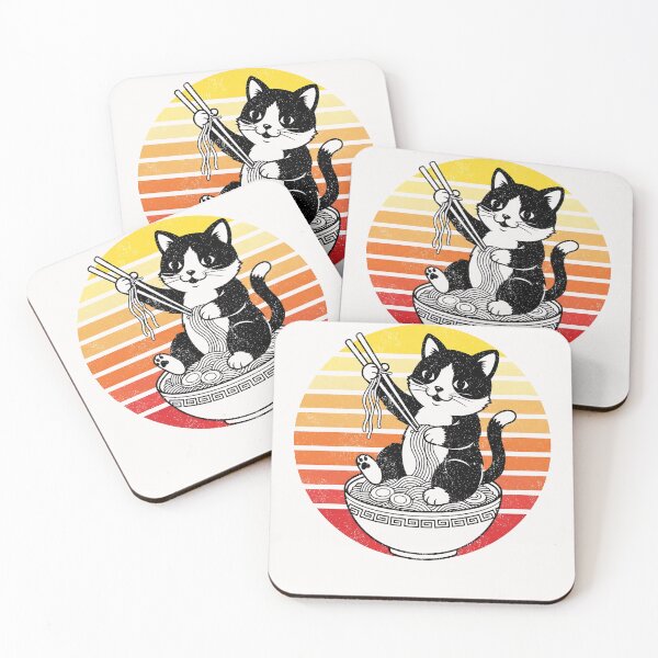 Item preview, Anime Ramen Cat Retro Japanese Noodles Kawaii Cat  designed and sold by cawtoon.