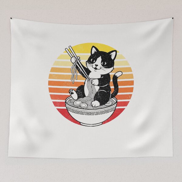 Item preview, Anime Ramen Cat Retro Japanese Noodles Kawaii Cat  designed and sold by cawtoon.