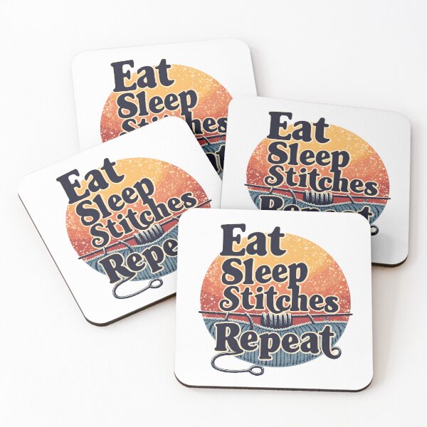 Item preview, Crafting Life Viral Saying Eat Sleep Stitches Repeat designed and sold by MimsTees.