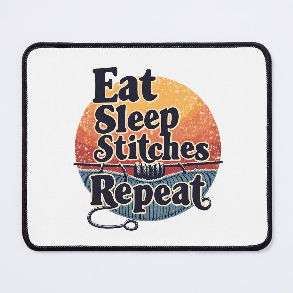 Item preview, Crafting Life Viral Saying Eat Sleep Stitches Repeat designed and sold by MimsTees.