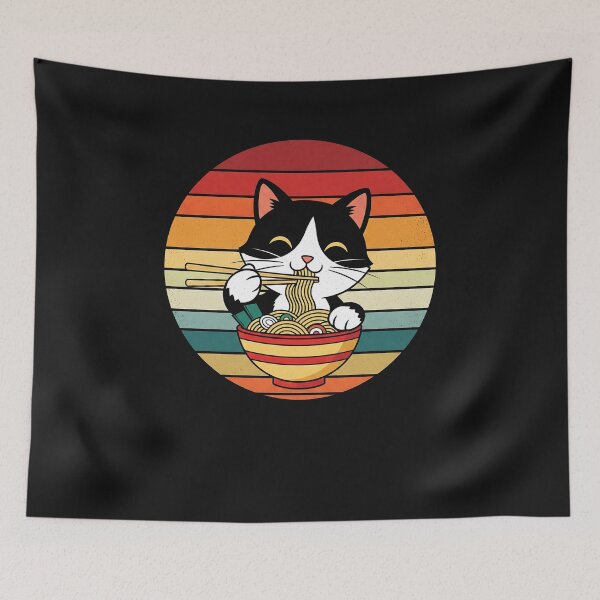 Item preview, Anime Ramen Cat Retro Japanese Noodles Kawaii Cat  designed and sold by cawtoon.