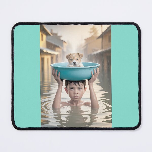 Item preview, Boy Rescues Puppy from Flooded Street designed and sold by Kevin Sheppard.