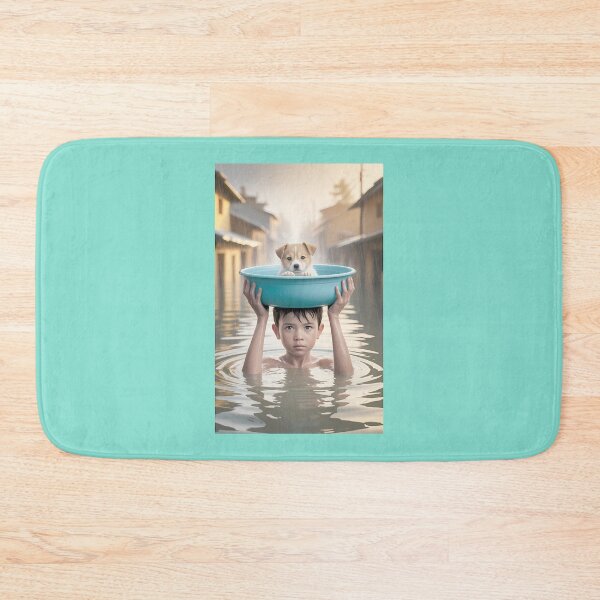 Item preview, Boy Rescues Puppy from Flooded Street designed and sold by Kevin Sheppard.
