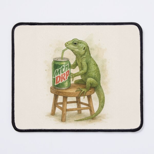 Item preview, Lizard enjoying a refreshing Mountain Drop soda on a hot day designed and sold by thehaywirehoney.