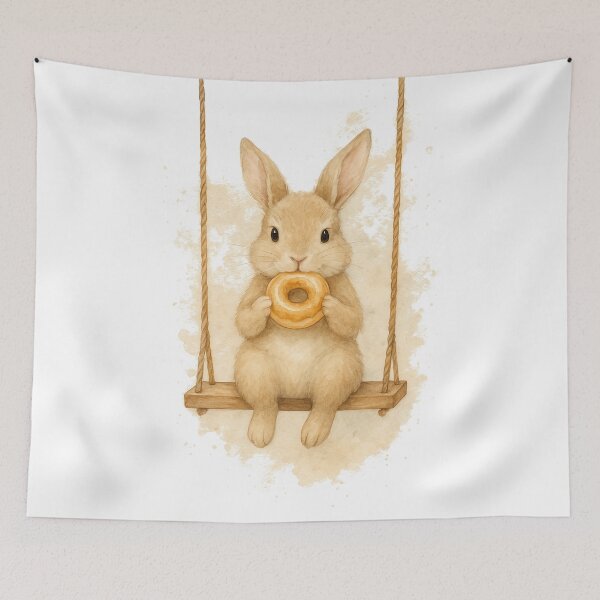 Item preview, Cute bunny eating a donut designed and sold by thehaywirehoney.