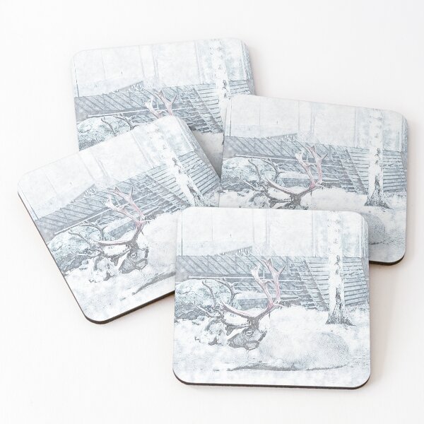 Item preview, Peaceful Reindeer in Winter – Serene Snowy Wildlife Art designed and sold by RiveraSnapShots.