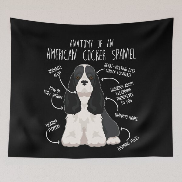 Item preview, Black and White American Cocker Spaniel Dog Anatomy designed and sold by Clara Hollins.