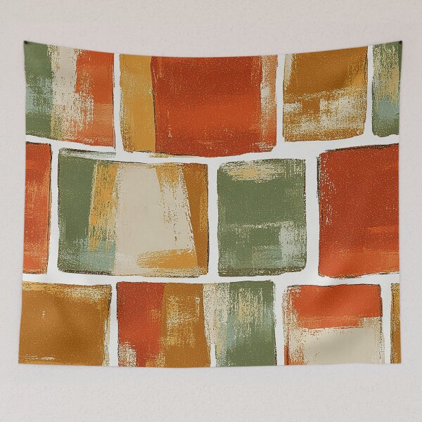Item preview, Mid-Century Modern Grunge Orange, Green And Yellow Pattern designed and sold by DEC02.