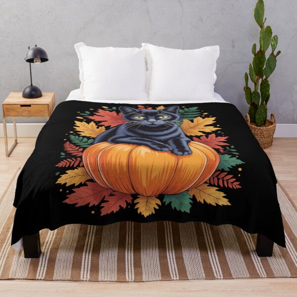 Item preview, Thanksgiving Black Cat Autumn Leaves Fall Pumpkin designed and sold by brynatshop.