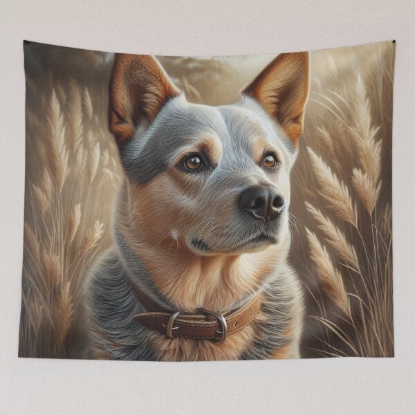 Item preview, Australian Cattle Dog Staring in Wheat Field designed and sold by Wags & Tails.