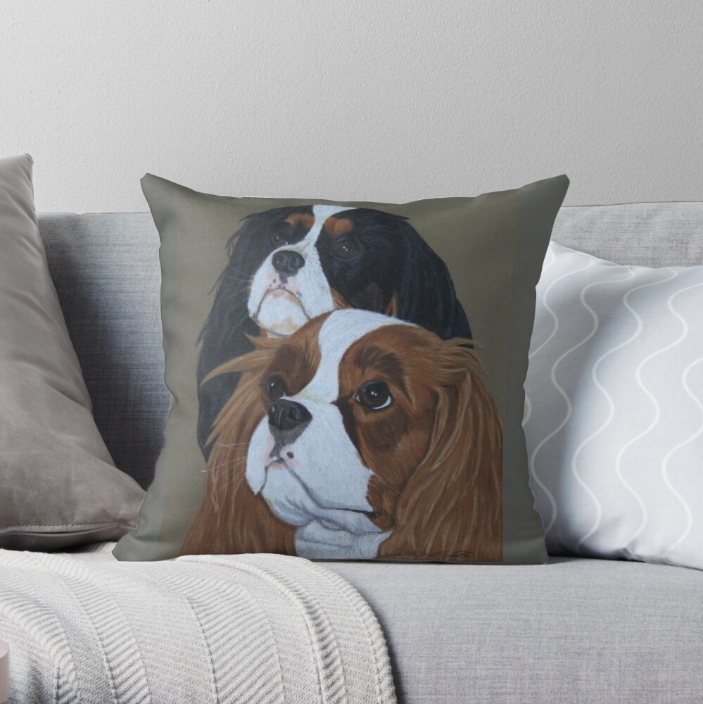 cavalier king charles needlepoint pillow