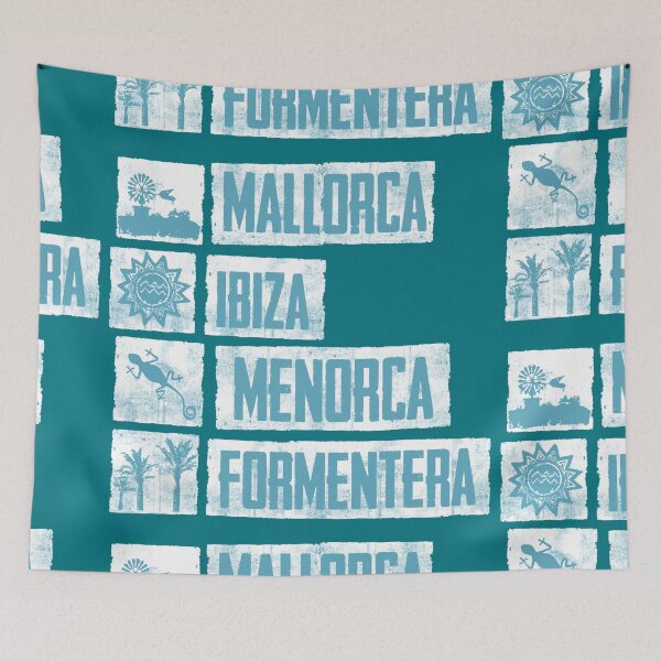 Artikelvorschau, Mallorca - Ibiza - Formentera - Menorca in blau entworfen und verkauft von Periartwork.