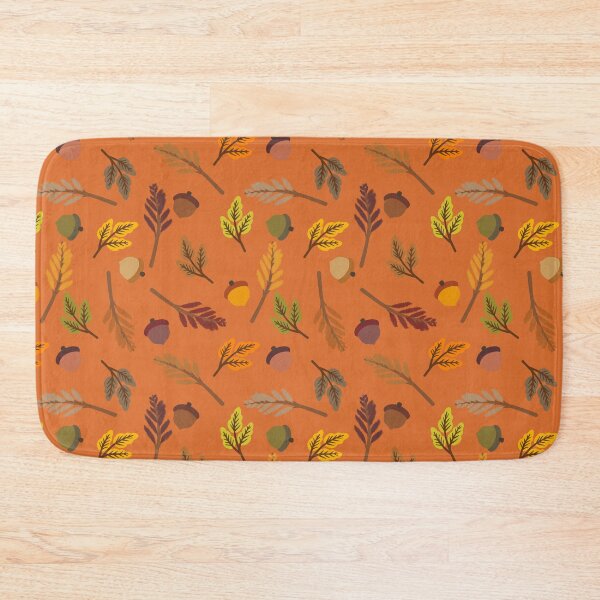 Artikelvorschau, Herbst Eicheln und Blätter Muster Orange Dekokissen Design entworfen und verkauft von FestivityFinds.