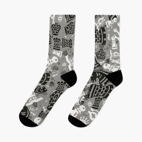 Item preview, Monochrome Chess Pieces Pattern on Grey designed and sold by darkskinbender.