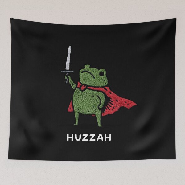 Item preview, Huzzah Frog Knight Funny Sword Meme Quote designed and sold by laszlosaobere.