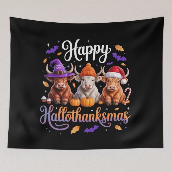Item preview, Happy Hallothanksmas Highland Cow Halloween Merry Christmas designed and sold by brynatshop.