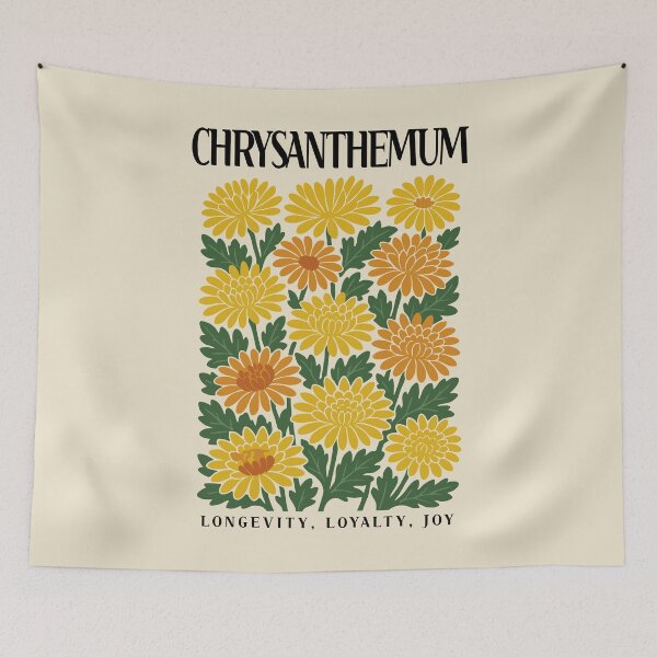 Item preview, Chrysanthemum Flower Poster | Symbol of Loyalty and Longevity Botanical Art designed and sold by JOOKDesign.