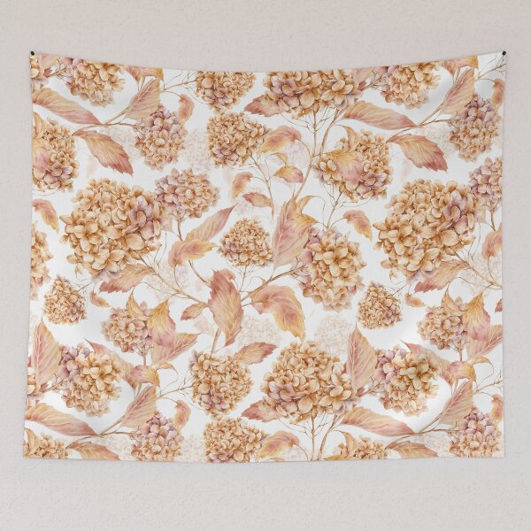 Item preview, Autumn Hydrangea and Leaf Pattern A-Line Dress Design designed and sold by FestivityFinds.