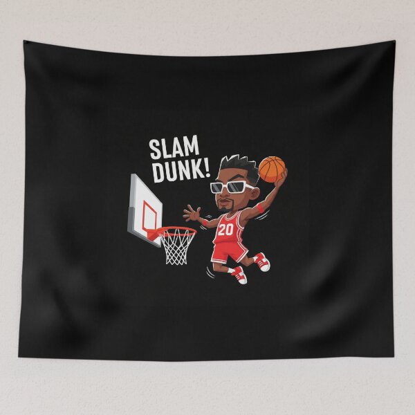 Item preview, Cool Basketball Cartoon Player Slam Dunk Illustration designed and sold by Art & Heart.