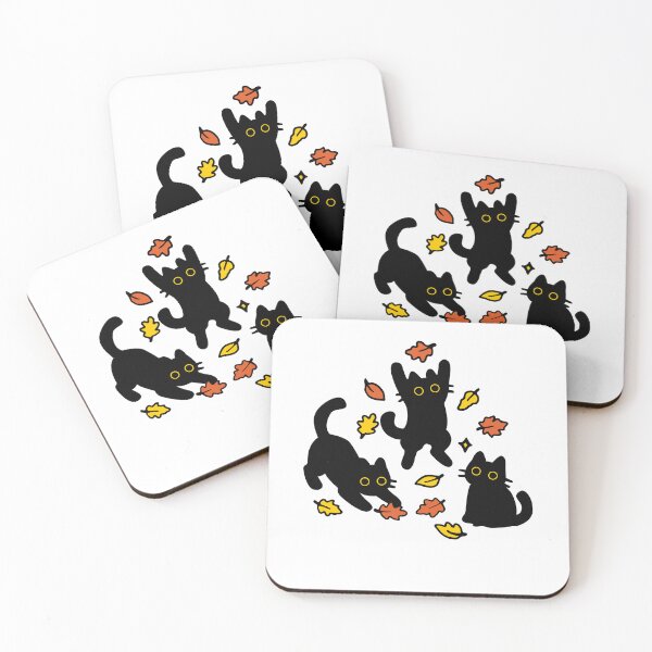 Item preview, Black cat and fall leaves designed and sold by Yinny Design.