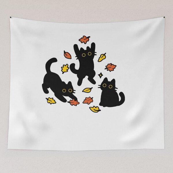 Item preview, Black cat and fall leaves designed and sold by Yinny Design.