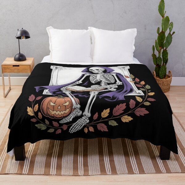 Item preview, Autumn Halloween Skeleton Moody Gothic Watercolor designed and sold by blueyeeti.