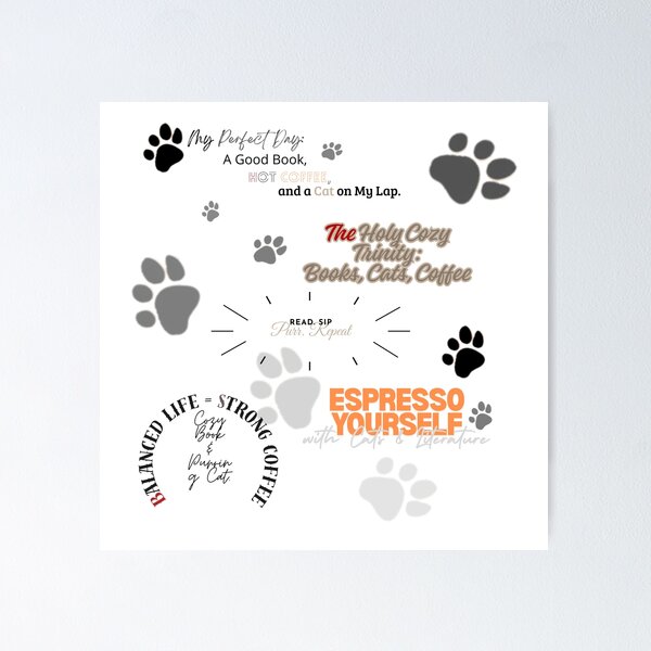 Item preview, Books, Cats & Coffee Vibes designed and sold by HushPrints.