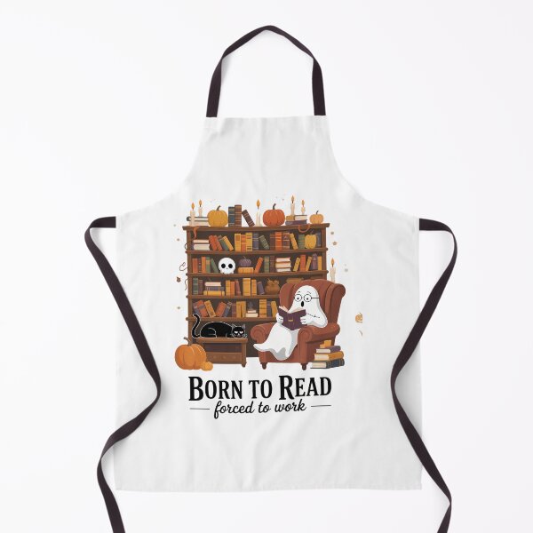 Item preview, Born to Read Forced to Work Halloween Ghost Reading Book designed and sold by blueyeeti.