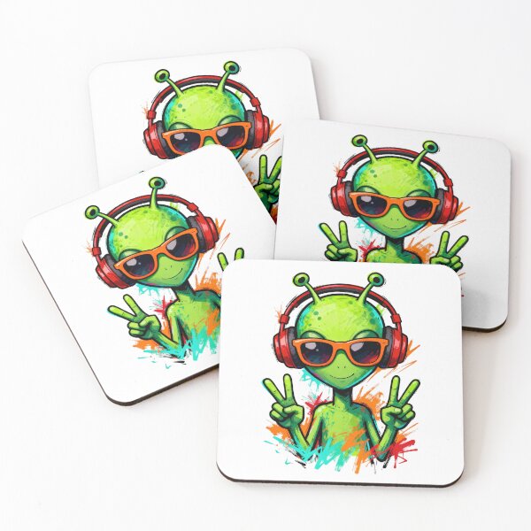 Item preview, Cool Alien DJ with Headphones Peace Sign designed and sold by September1625.
