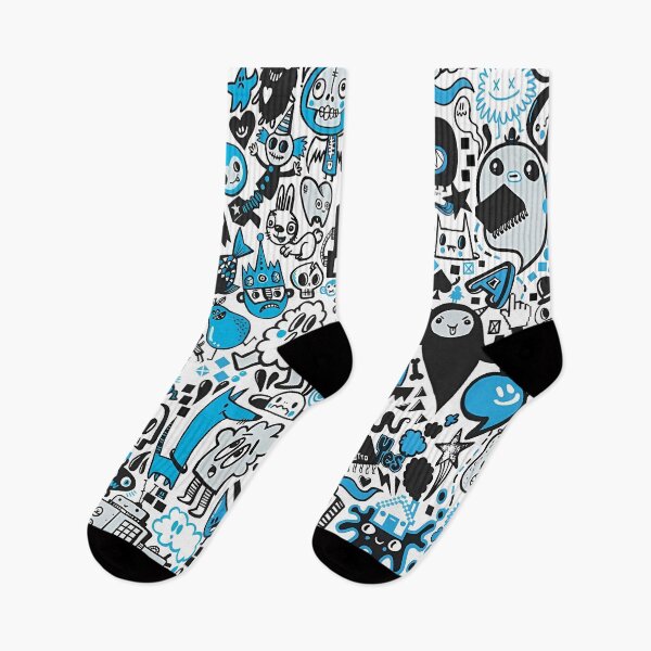 Item preview, Black, White, and Blue Doodle Art Pattern designed and sold by darkskinbender.