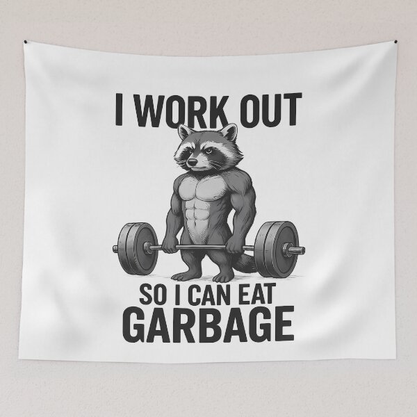 Item preview, I Work Out So I Can Eat Garbage Raccoon Humor designed and sold by k3rstman1.