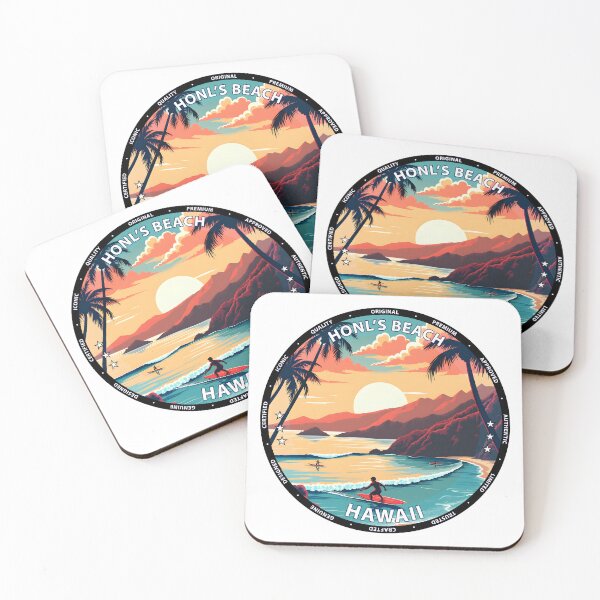 Item preview, Honl's Beach – Hawaii USA - Surfing tropical shoreline art designed and sold by inkNext.