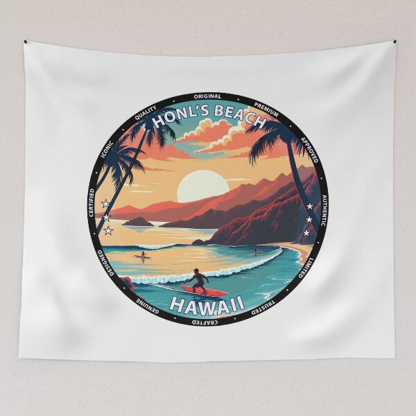 Item preview, Honl's Beach – Hawaii USA - Surfing tropical shoreline art designed and sold by inkNext.