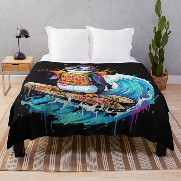 Item preview, Surfing Penguin – Cool Graffiti Wave Rider designed and sold by AwesomeBeyondLimits.