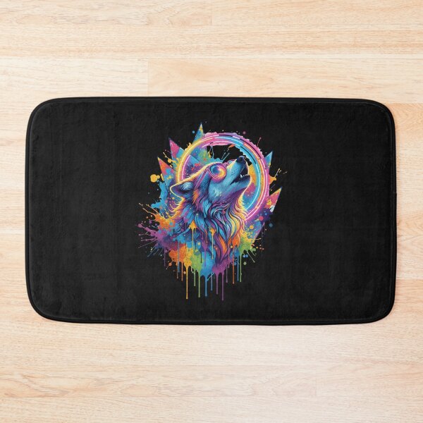 Item preview, Psychedelic Wolf – Neon Cosmic Howl designed and sold by AwesomeBeyondLimits.