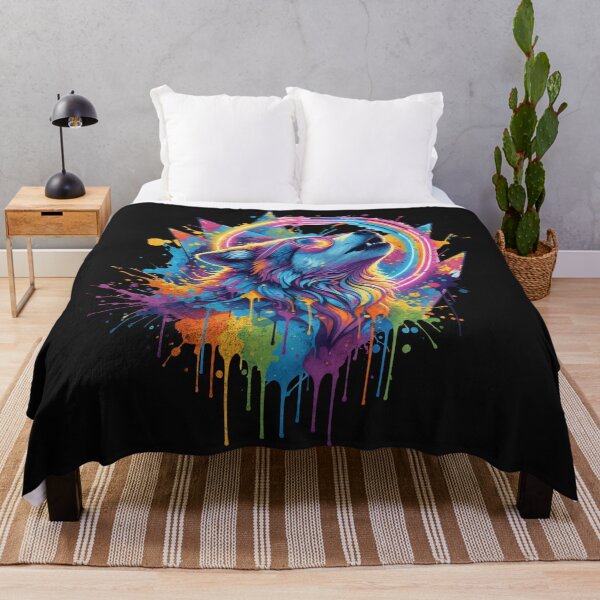 Item preview, Psychedelic Wolf – Neon Cosmic Howl designed and sold by AwesomeBeyondLimits.
