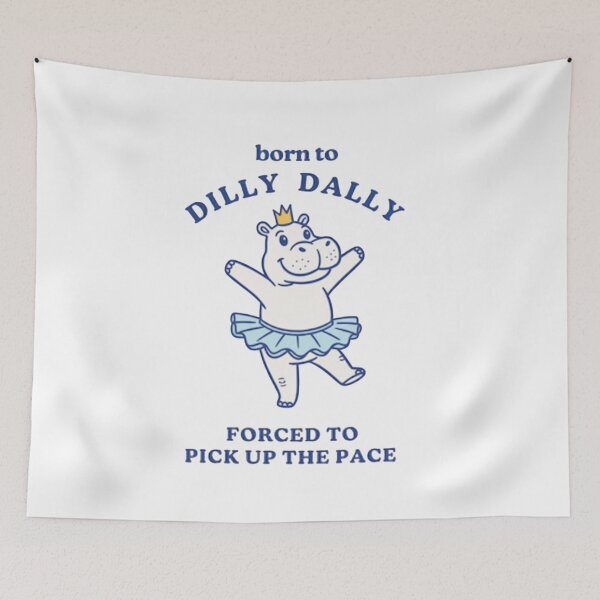 Item preview, Hustling Hippo, Born to Dilly Dally, Hippo, funnyfits70, Humor, Funny, retro, vintages, funny quotes, animal humor, designed and sold by FunnyFits70.
