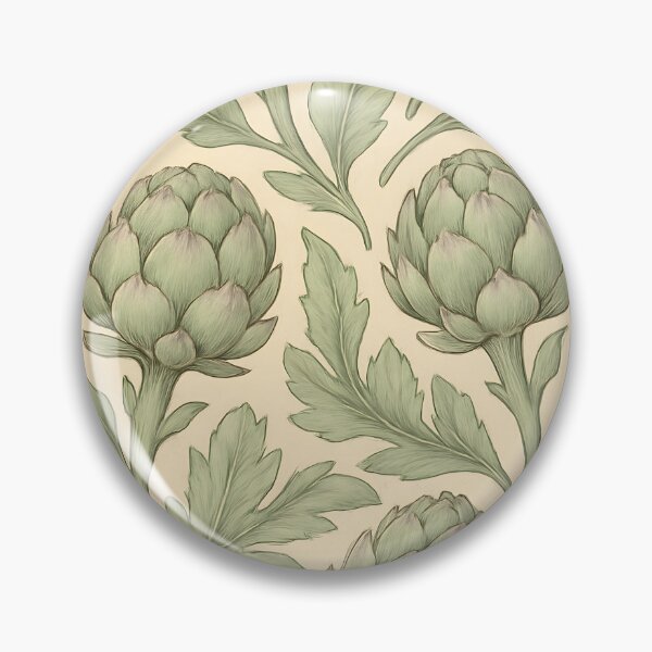 Item preview, Artichoke Pattern Vintage style green botanical vegetable design on beige designed and sold by patterncrow.