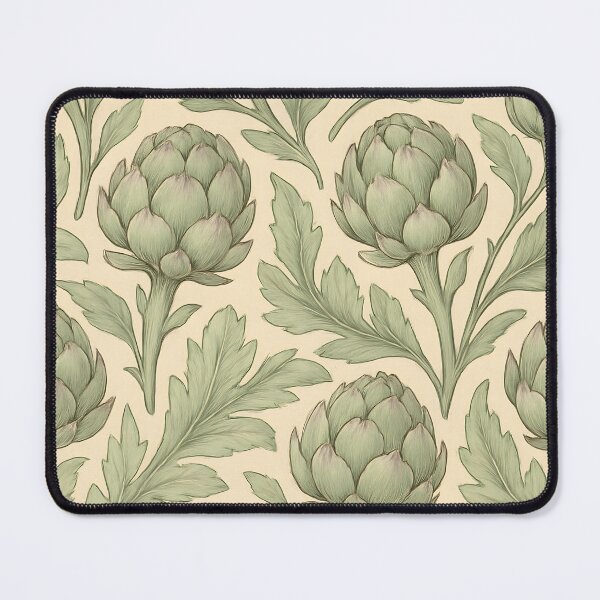 Item preview, Artichoke Pattern Vintage style green botanical vegetable design on beige designed and sold by patterncrow.