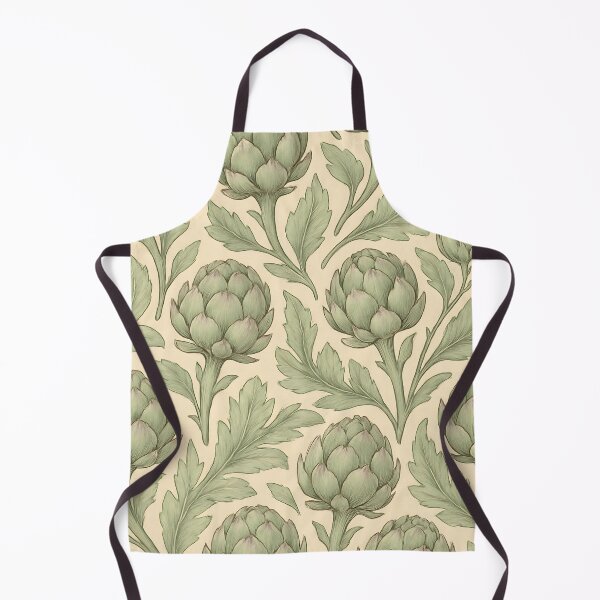 Item preview, Artichoke Pattern Vintage style green botanical vegetable design on beige designed and sold by patterncrow.