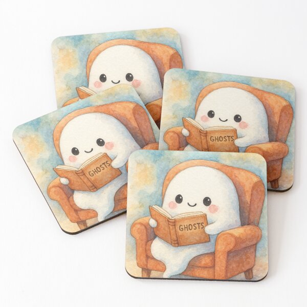 Item preview, kawaii ghost reading a book designed and sold by Mauswohn.