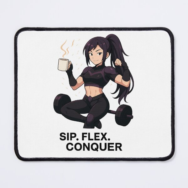 Item preview, Sip. Flex. Conquer. – Anime Warrior Coffee & Gym Art designed and sold by SassySerina.