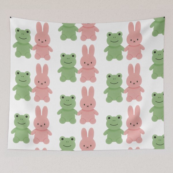 Item preview, green and pink frog and rabbit designed and sold by onceifixme.