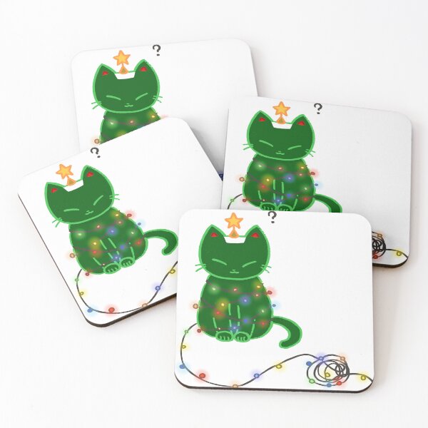 Item preview, Pudding the Cat as a Christmas Tree – Cute Kawaii Holiday Illustration designed and sold by Sleepy-Town.