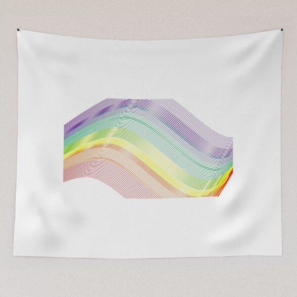 Item preview, rainbow line curve wave line on white background, tape line wave designed and sold by pipikijung.