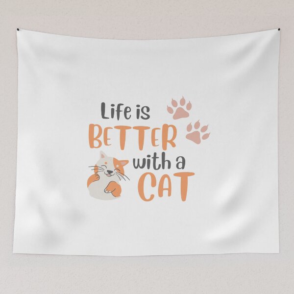 Item preview, life is better with a cat designed and sold by Pixie prints .