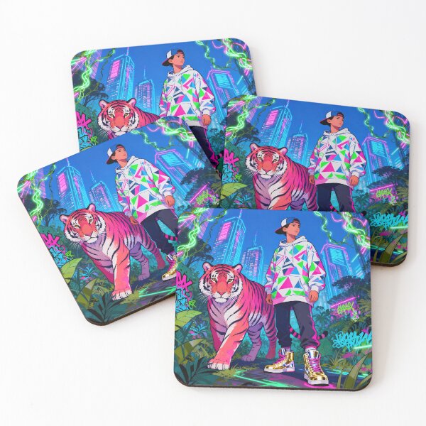 Item preview, Street Style Boy and Tiger in Neon Circuit designed and sold by REDCLASH2002.