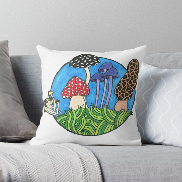 Mushrooms Throw Pillow