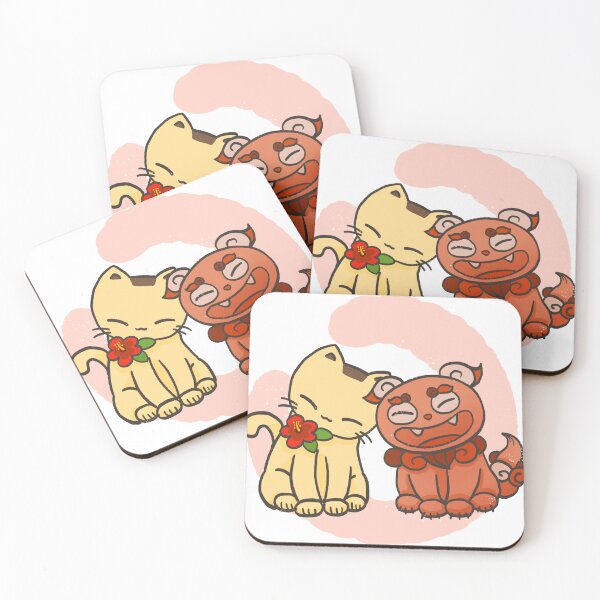 Item preview, Pudding the Cat with Okinawan Shisa – Cute Kawaii Cultural Illustration designed and sold by Sleepy-Town.