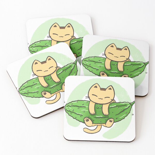 Item preview, Pudding the Cat Hugging Okinawan Goya – Cute Kawaii Illustration designed and sold by Sleepy-Town.